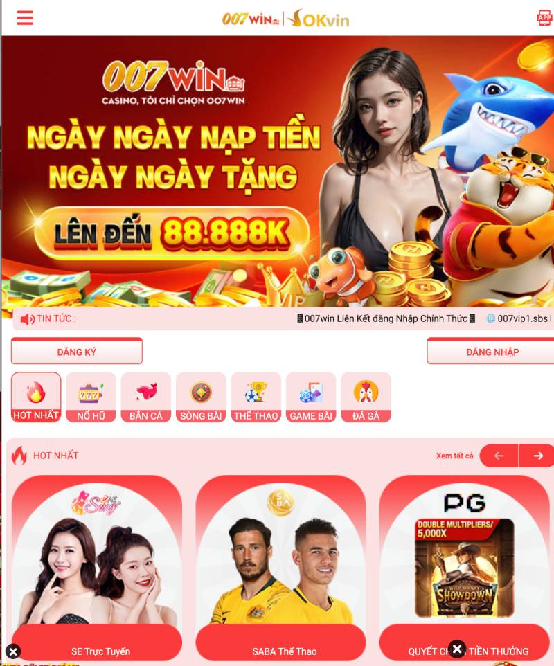 Bước 1: Truy cập trang chính thức của 007win